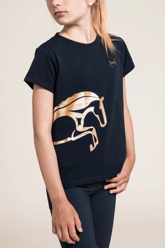 T-Shirt Barcelone Horse Spirit Marine/Doré