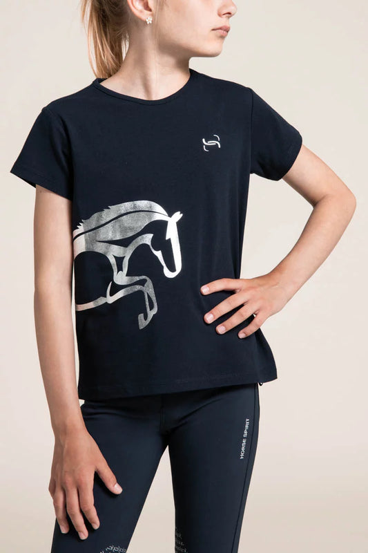 T-Shirt Barcelone Horse Spirit Marine/Argentée