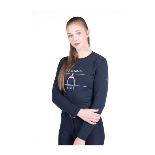 T-shirt Equine Sports Style Manches Longues HKM Marine