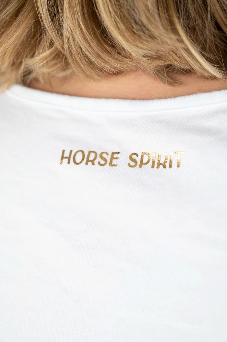 T-Shirt Barcelone Femme Horse Spirit Blanc/Or